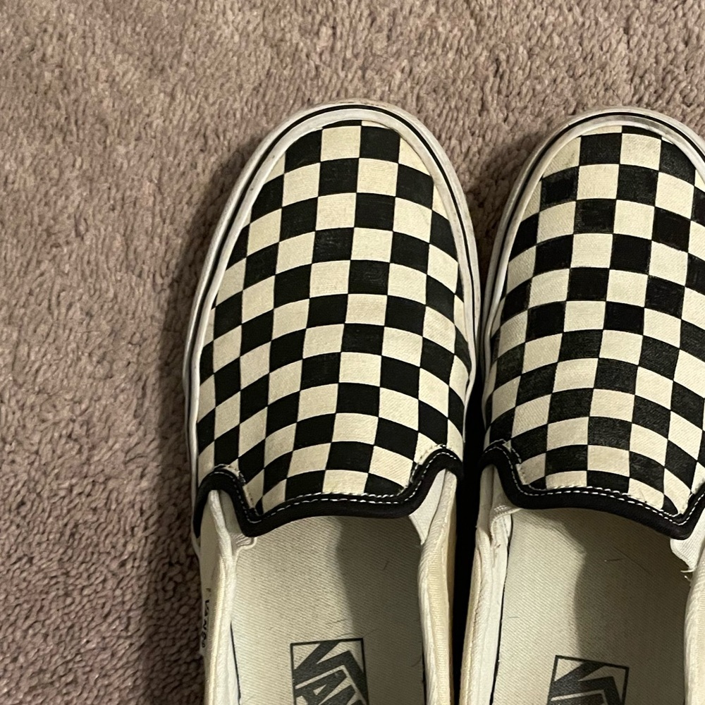 Checkered Black and White Vans Slip on shoes Checkerboard Classic